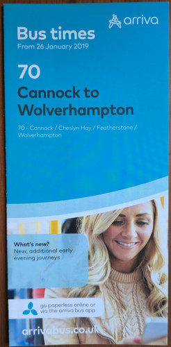 Arriva service timetable - 70,